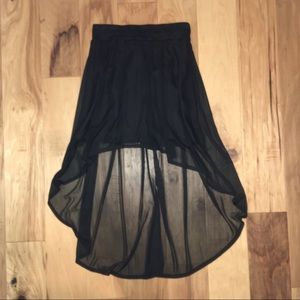 Sheer Hi-low black mini skirt